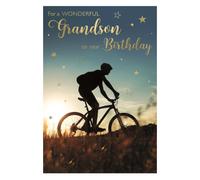 IC&G Birthday Card for a Wonderful Grandson, Mountain Bike Design | Heartfelt Verse, Foil Finish, Illustrated Insert Leaf, Eco-friendly, Made in UK