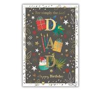 IC&G Birthday Card for Dad - Party Design - Embossed Foil Finish - Vibrant Birthday Greeting Card for Simply the Best Dad - For Him