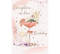 IC&G Birthday Card for Daughter-In-Law - Pretty Cocktail Design - Embossed Foil Finish - Premium Greeting Card with Envelope - Eco-Friendly & Recyclable