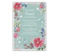 IC&G Special Friend Birthday Card - Happy Birthday Card with Sentimental Poem and Floral Dragonfly Border Design and a Foil Finish - Birthday Card for Women