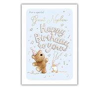 IC&G Birthday Card for Great Nephew - Bear and Duck Design - Embossed Foil Finish - Cute Birthday Greeting Card for a Special Great Nephew - For Boys