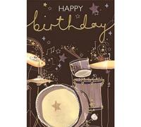 IC&G Birthday Card for Him - Artistic Drum Kit Music Design - Premium Drummer Birthday Greeting Card with Envelope for Men