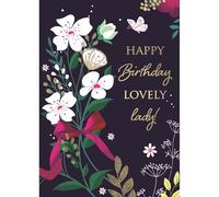 IC&G Birthday Card for Lovely Lady - Floral Bouquet Design - Embossed Foil Finish -Stylish Birthday Greeting Card for Her