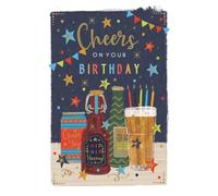 ICG Male Birthday Card - General Card for Men - Cheers to Beers with Stars and Foil Details