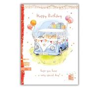 IC&G Birthday Card for Men or Women - Vintage Camper Van Design - Embossed Foil Finish - Artistic Birthday Greeting Card