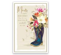 IC&G Birthday Card for Mum, Elegant Floral Design | Embossed Foil Finish, Illustrated Insert Leaf, Eco-Friendly, Made in the UK