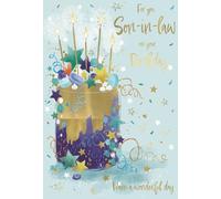 IC&G Birthday Card for Son In Law - Celebration Cake Design with Embossed Foil Finish & Illustrated Insert Leaf, Eco-Friendly & Made in the UK