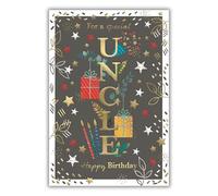 IC&G Birthday Card for Uncle - Party Design - Embossed Foil Finish - Vibrant Birthday Greeting Card for a Special Uncle - For Him