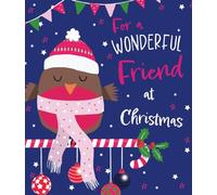 IC&G Christmas Card for a Friend - Festive Robin - Embossed Metallic Finish - Premium Quality Special Christmas Greeting Card with Envelope