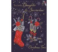 IC&G Christmas Card for a Lovely Daughter and Son in Law, Festive Stocking | Embossed Foil Finish, Illustrated Inner, Heartfelt Verse, Eco-Friendly, Made in the UK