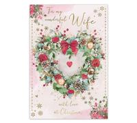 IC&G Christmas Card for a Wonderful Wife, Festive Wreath