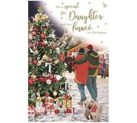 IC&G Christmas Card for Daughter and her Fiancé - Christmas Market Walk - Embossed Foil and Flitter Finish - Festive Christmas Greeting Card for a Special Couple