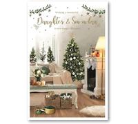 IC&G Christmas Card for Daughter and Son in Law - Cosy Christmas Home - Embossed Foil and Flitter Finish - Festive Christmas Greeting Card for a Special Couple