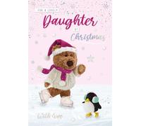 IC&G Christmas Card for Daughter - Cute Barley Teddy Bear Ice Skating Design - Foil Finish - Festive Christmas Greeting Card for Her