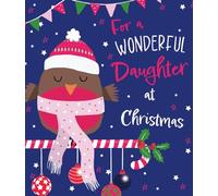 IC&G Christmas Card for Daughter - Cute Robin and Candy Cane Design - Embossed Foil Finish - Festive Christmas Greeting Card for Her