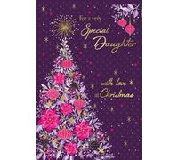 IC&G Christmas Card for Daughter - Festive Elegant Tree - Embossed Foil Finish - Premium Quality Special Christmas Greeting Card with Envelope