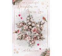 IC&G Christmas Card for Daughter & Son In Law - Artistic Robins and Decorations - Foil and Flitter Finish - Festive Christmas Greeting Card for a Special Couple