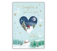 IC&G Christmas Card for Daughter & Son-in-Law - Festive Winter Scene - Embossed Foil Finish - Premium Quality Special Christmas Greeting Card with Envelope
