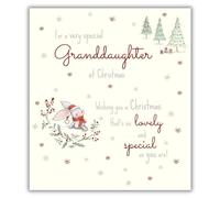 IC&G Christmas Card for Granddaughter - Bunny Rabbit and Snowflakes Design - Foil Finish - Cute Christmas Greeting Card for a Very Special Granddaughter - For Girls