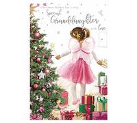 IC&G Christmas Card for Granddaughter - Cute Festive Scene - Embossed with Foil and Flitter Finishes - Christmas Greeting Card for a Very Special Granddaughter at Christmas- For Her