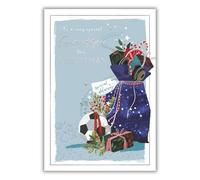 IC&G Christmas Card for Grandson - Festive Football Design - Embossed Foil Finish - Premium Quality Special Christmas Greeting Card with Envelope