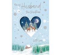 IC&G Christmas Card for Husband - Romantic Deer and Love Heart Design - Foil Finish - Festive Christmas Greeting Card for Him