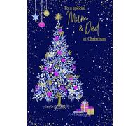IC&G Christmas Card for Mum & Dad - Festive Tree & Presents Design - Embossed Foil Finish - Special Christmas Greeting Card for Parents