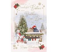 IC&G Christmas Card for Sister and Brother-in-Law - Festive Couple Romantic Scene - Foil and Flitter Finish - Premium Quality Special Christmas Greeting Card with Envelope