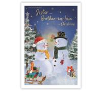 IC&G Christmas Card for Sister and Brother in Law - Jolly Snowman Design - Foil and Fitter Finish - Festive Christmas Greeting Card for a Special Couple