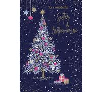 IC&G Christmas Card for Sister & Brother-in-Law - Festive Tree - Embossed Foil Finish - Premium Quality Special Christmas Greeting Card with Envelope
