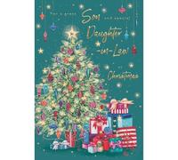 IC&G Christmas Card for Son and Daughter in Law - Artistic Tree and Presents Design - Embossed Foil Finish - Festive Christmas Greeting Card for a Special Couple