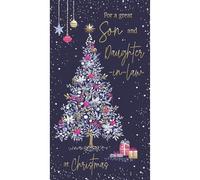 IC&G Christmas Card for Son and Daughter In Law - Floral Tree Design - Foil Finish - Festive Christmas Greeting Card for a Special Couple