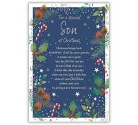 IC&G Christmas Card for Son - Festive Border - Embossed Foil Finish - Sentimental Christmas Greeting Card for a Special Son - For Him