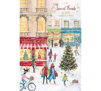 IC&G Christmas Card for Special Friends - Artistic Snowy Village Scene Design - Foil and Flitter Finish - Festive Christmas Greeting Card for Friends
