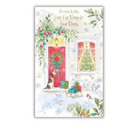 IC&G Christmas Card from Our Home to Your Home - Festive Winter Scene - Embossed Foil Finish - Premium Quality Special Christmas Greeting Card with Envelope