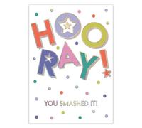 IC&G Congratulations Card - 'Hooray! You Smashed It!' - Foil Finish - Greeting Card with Envelope - Suitable for Exams, Driving Test & Achievement Celebrations