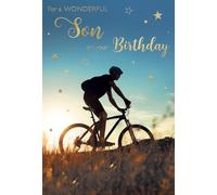 IC&G Cyclist Birthday Card for Son - Bike-Themed Design - Embossed Foil Finish - Premium Birthday Greeting Card with Envelope for a Wonderful Son