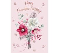 IC&G December Birthday Card - Pretty Floral Bouquet Design - Embossed Foil Finish - Artistic Birthday Greeting Card for Her