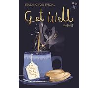 IC&G Get Well Card - Get Well Soon Card with 'Hug in a Mug' Tea Design and an Embossed Foil Finish