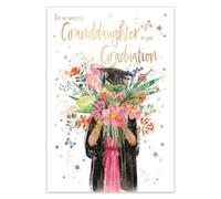 IC&G Graduation Card for an Amazing Granddaughter - Floral Design with Embossed Foil, Flitter Finish & Illustrated Inner, Eco-Friendly & Made in the UK
