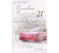 ICG Grandson 21st Birthday Card - Sports Car with an Embossed Foil Finish