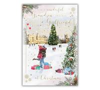 IC&G Grandson and His Girlfriend Christmas Card, Single - Christmas Cards with Snowy Trees and Lights Festive Design and Special Finishes - Xmas Cards with Envelope