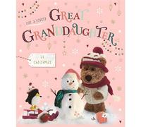 IC&G Great Granddaughter Christmas Card, Single - Christmas Cards with Barley Teddy Bear and Snowman Festive Design and Special Finish for Children - Xmas Cards with Envelope