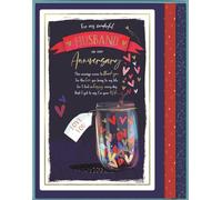 IC&G Large Boxed Anniversary Card for Husband - Romantic Love Hearts Design - Handfinished Embellishment & Foil - Luxury Greeting Card with Box