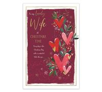 IC&G Large Christmas Card for a Lovely Wife, Love Hearts Design