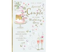 IC&G Large Wedding Day Card for a Special Couple - Elegant Cake Design with Embossed Foil Finish, Illustrated Inner & Heartfelt Verse, Eco-Friendly & Made in the UK, Greeting Card with Envelope