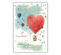 IC&G Lovely Sister and Brother-in-Law Anniversary Card - Elegant Hot Air Balloon Design - Happy Anniversary Card for Couple - Embossed Foil Finish