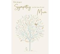 IC&G On The Loss of Your Mum Deepest Sympathy Card - Beautiful Tree, Hearts & Butterfly Design - Premium Foil Finish - Condolences Greeting Card with Envelope