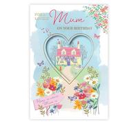IC&G Pretty Birthday Card for Mum - Heart & Home Design - Embossed Foil Finish - Premium Birthday Greeting Card with Envelope for a Lovely Mum