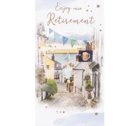 IC&G Retirement Card for Men - Scenic Coastal Village Design - Embossed Foil Finish - Retirement Congratulations Card